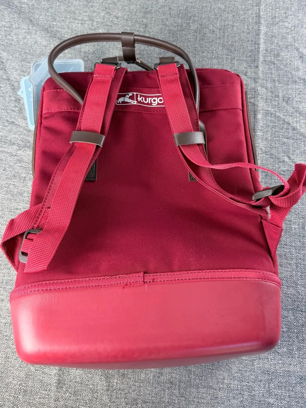 Kurgo Cranberry Red Travel Pet Backpack with Brown Trim